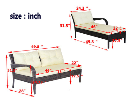 Outdoor Conversation Set PE Rattan 2 Piece Brown