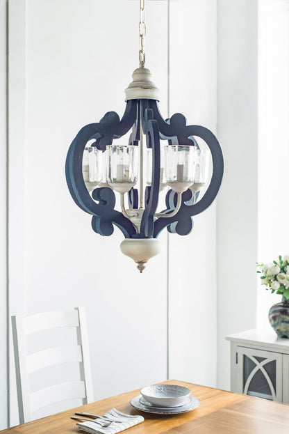 Wood Chandelier 6-Light Farmhouse Natural Wood Pendant Kitchen Dining