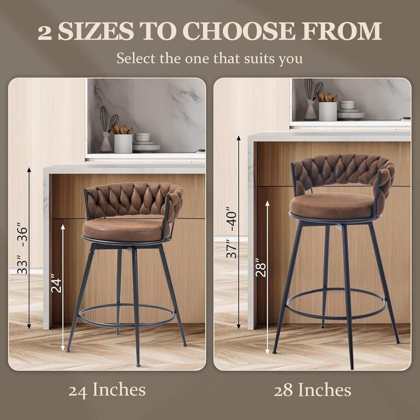 Modern Swivel Bar Stools Set of Two Stylish Design