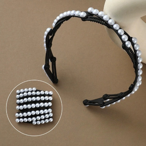 Pearl folding headband-black-resin-1 piece