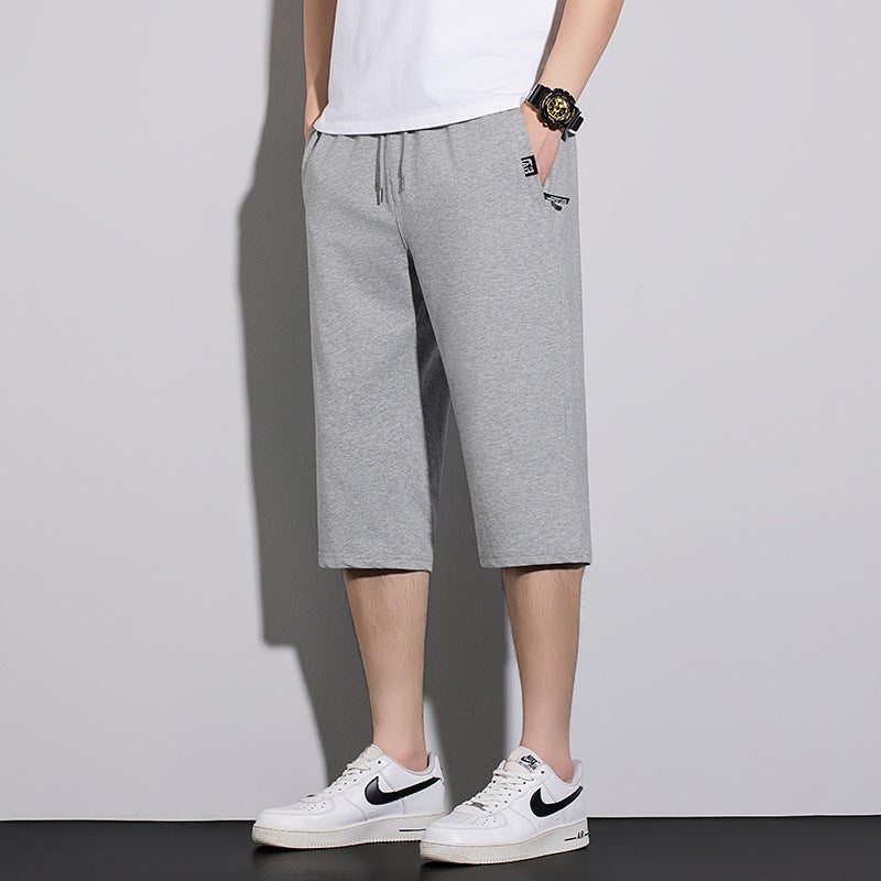Summer New Mens Casual Ice-Silk Cropped Pants