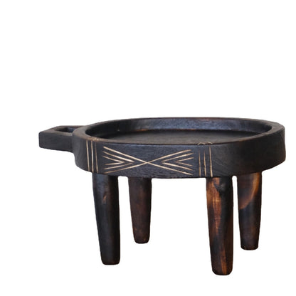 Wabi-Sabi Ornament Beech Tray With Black Geometric Handle