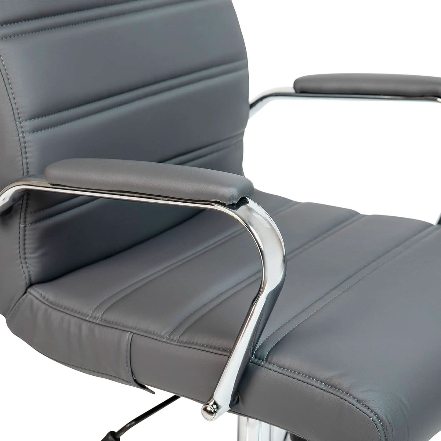 Whitney High Back Leather Office Chair With Adjustable Height Gray Chrome