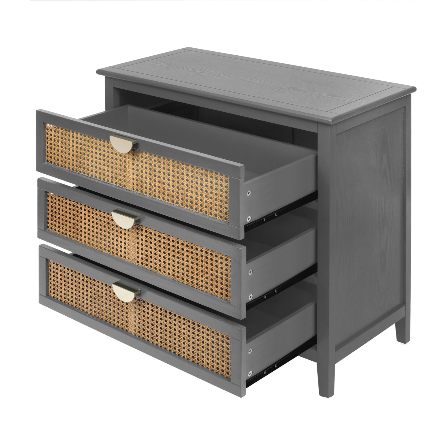 3-Drawer Cabinet - Natural Rattan - Suitable for Bedroom, Living Room, or Study