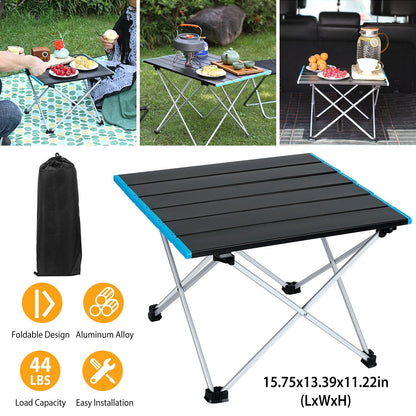 Folding Camping Table Aluminum Alloy Portable Desk Collapsible Outdoor Lightweight Picnic Table w/ Carry Bag For Camping Beach Backpacking Fishing Tra