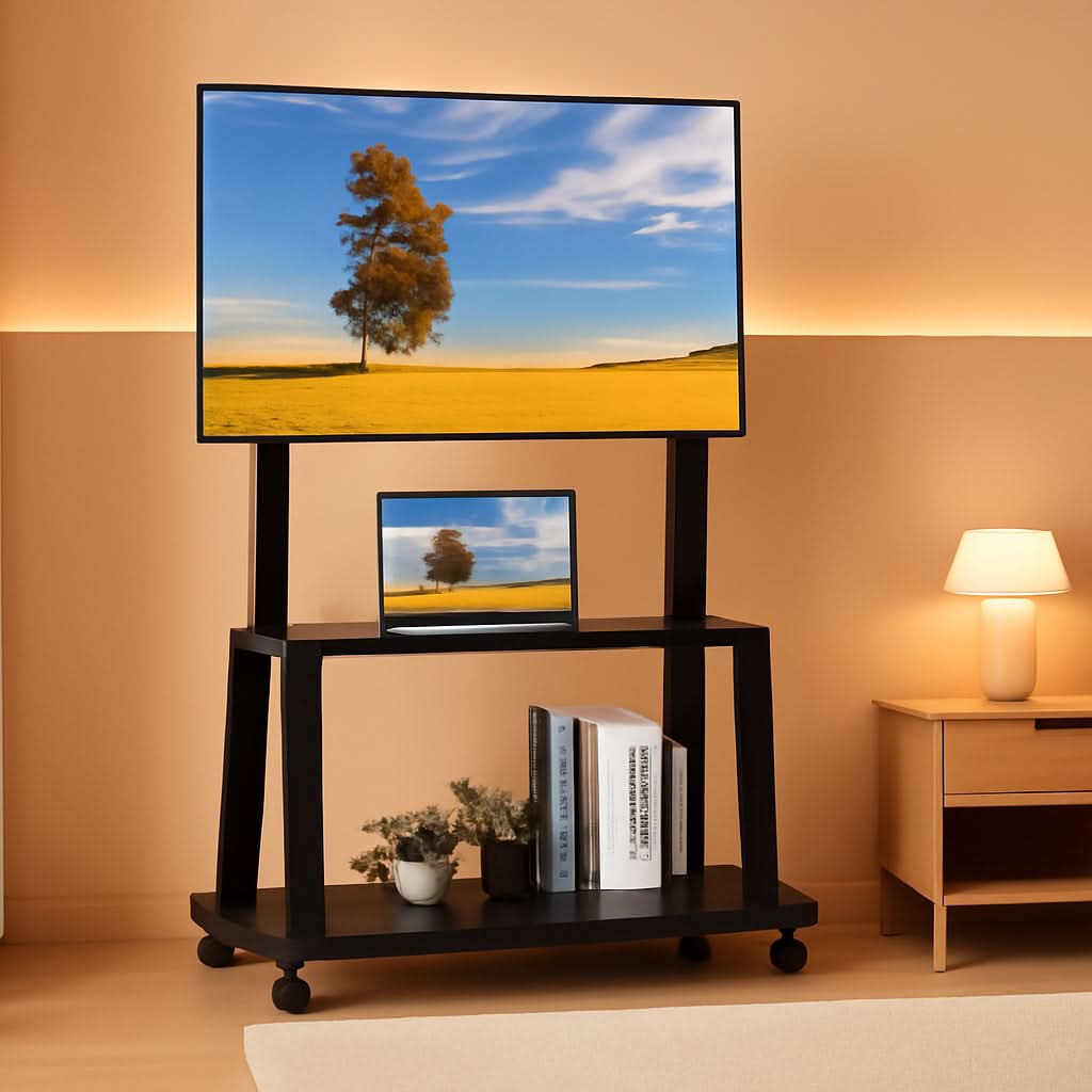 Height Adjustable Rolling TV Stand for 32-75 Inch TVs