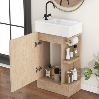 18.6' Bathroom Vanity with Sink, Bathroom Vanity Cabinet with Two-tier Shelf,...