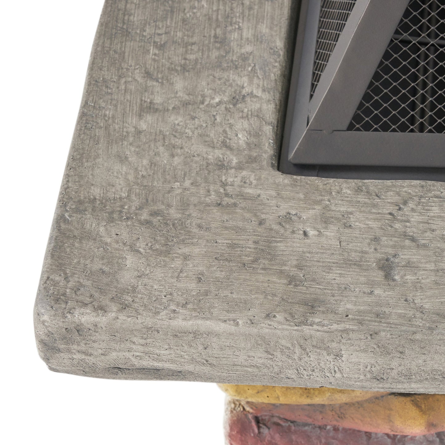 28' Outdoor Wood Burning Magnesium Oxide Fire Pit with Lid, Stone Gray