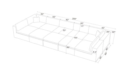 Sectional Sofa Modular Polyester Dark Gray 10 Seat