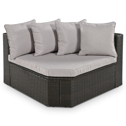 Outdoor Wicker Sofa Set Brown 7 Piece Colorful Pillows Seats 6