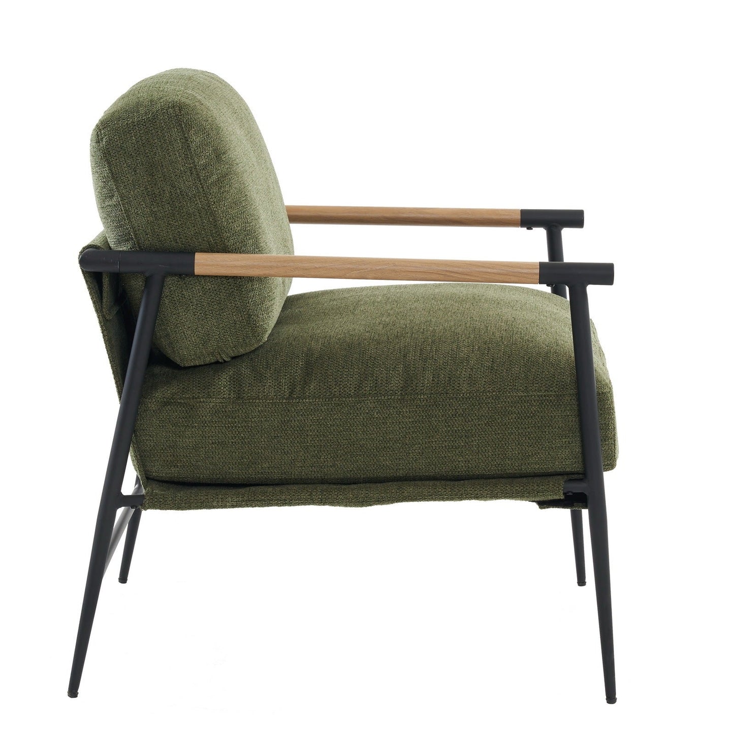 Lounge Chair Contemporary Fabric Green Solid Wood Frame 29 In