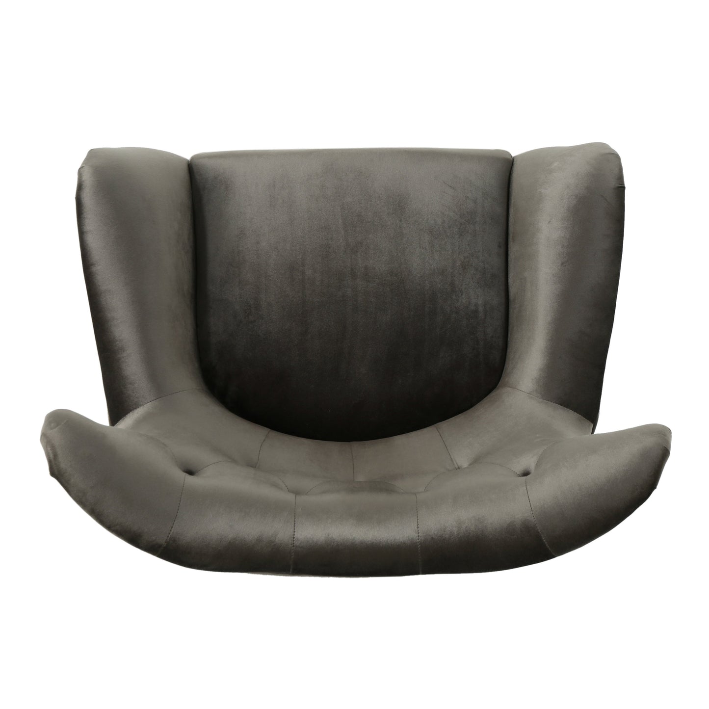 Accent Chair Mid-Century Wingback Velvet Tufted Gray Oak Frame 29x34x40 In