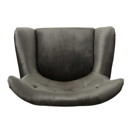 Accent Chair Mid-Century Wingback Velvet Tufted Gray Oak Frame 29x34x40 In