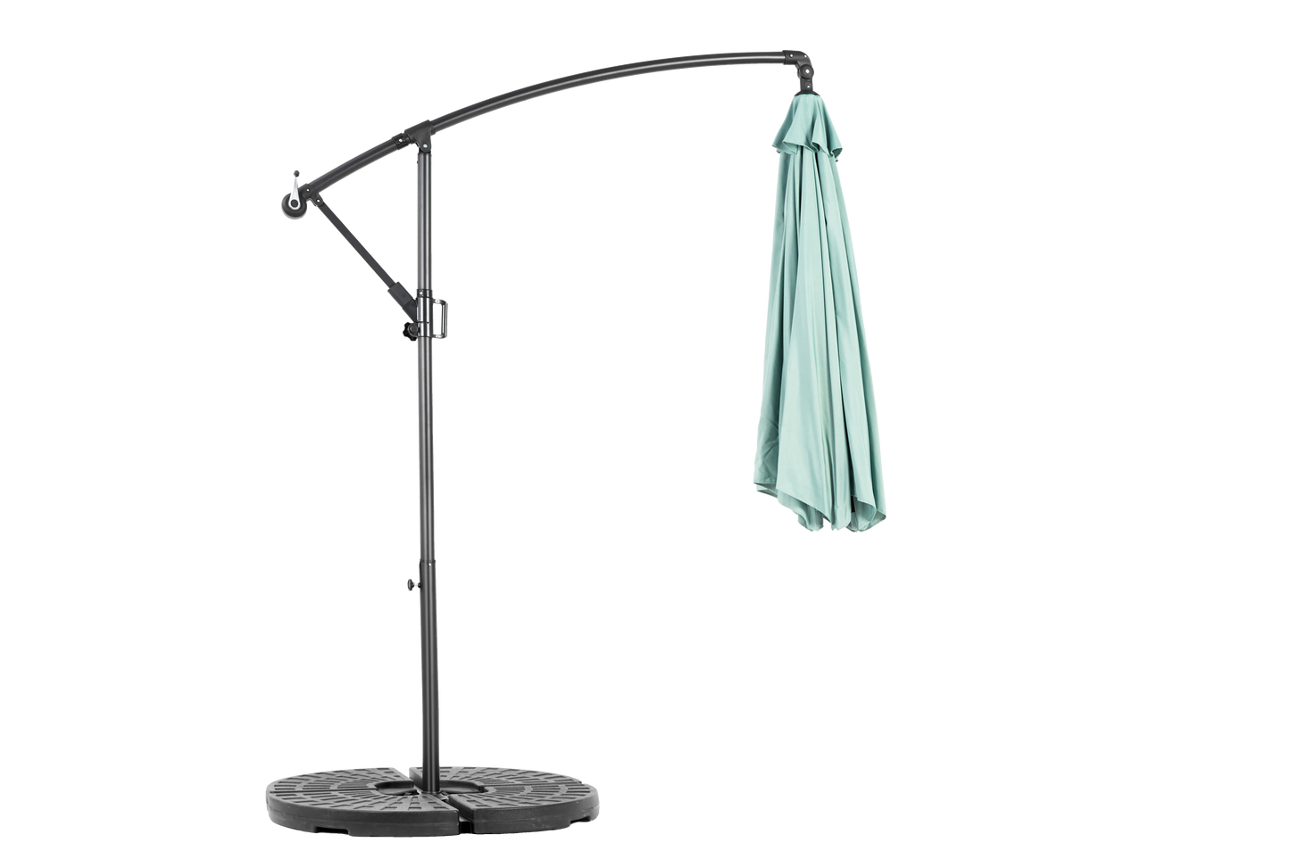 10ft Offset Hanging Market Patio Umbrella w-Easy Tilt Adjustment, Light Green