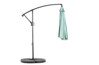 10ft Offset Hanging Market Patio Umbrella w-Easy Tilt Adjustment, Light Green