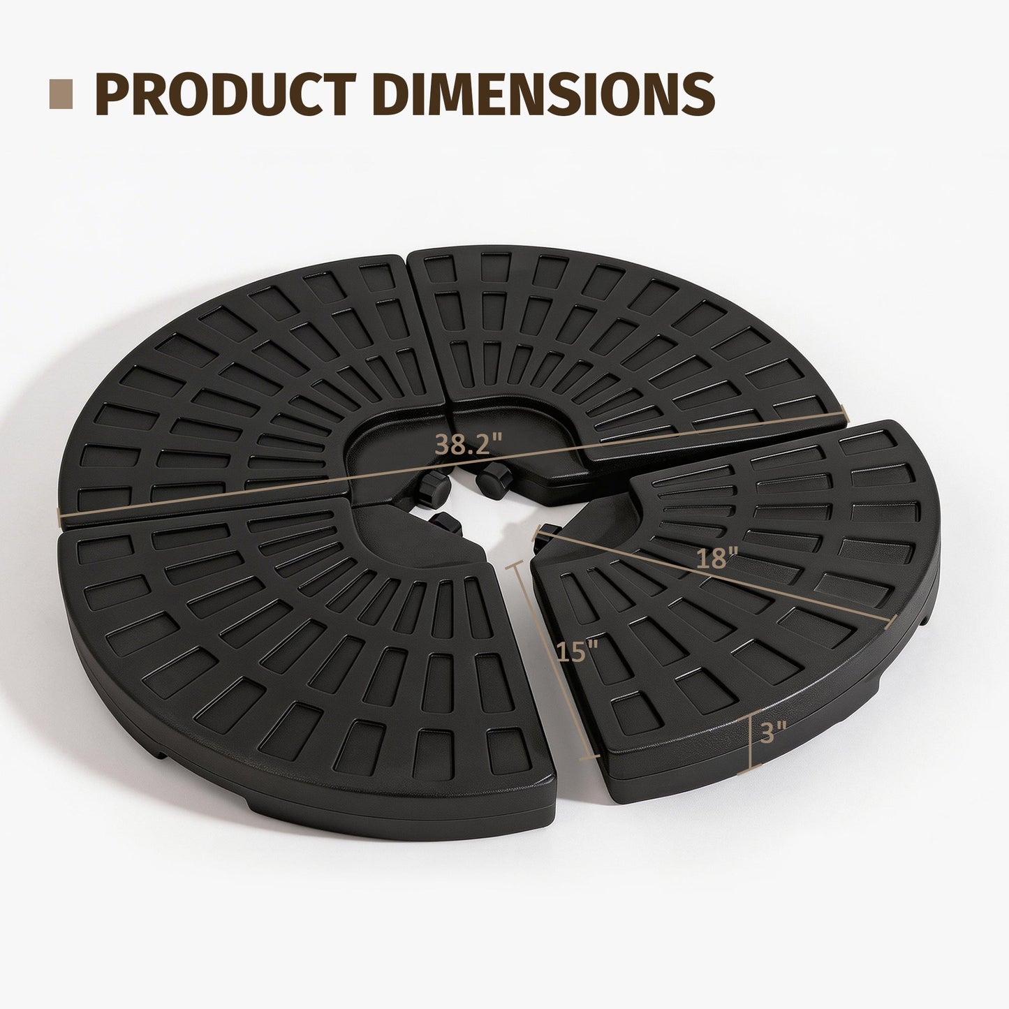 Patio Umbrella Base Fillable Black HDPE 4 Piece 220 LB Water or Sand