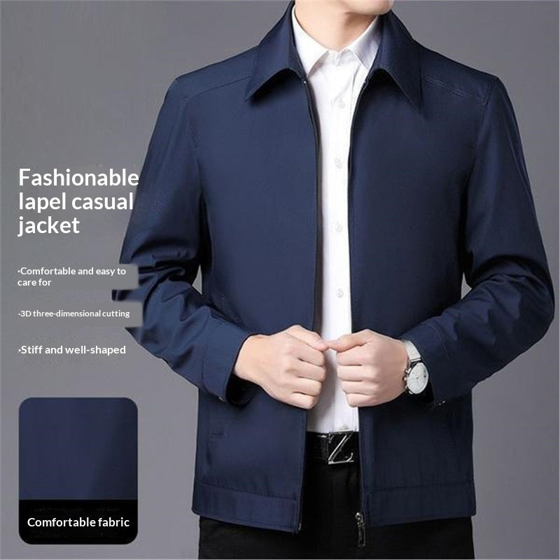 Turn-down Collar Dad-style Button-up Casual Summer Jacket