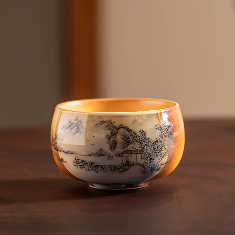 Traditional Chinese Porcelain Master Cup – Hand-Painted Landscapes