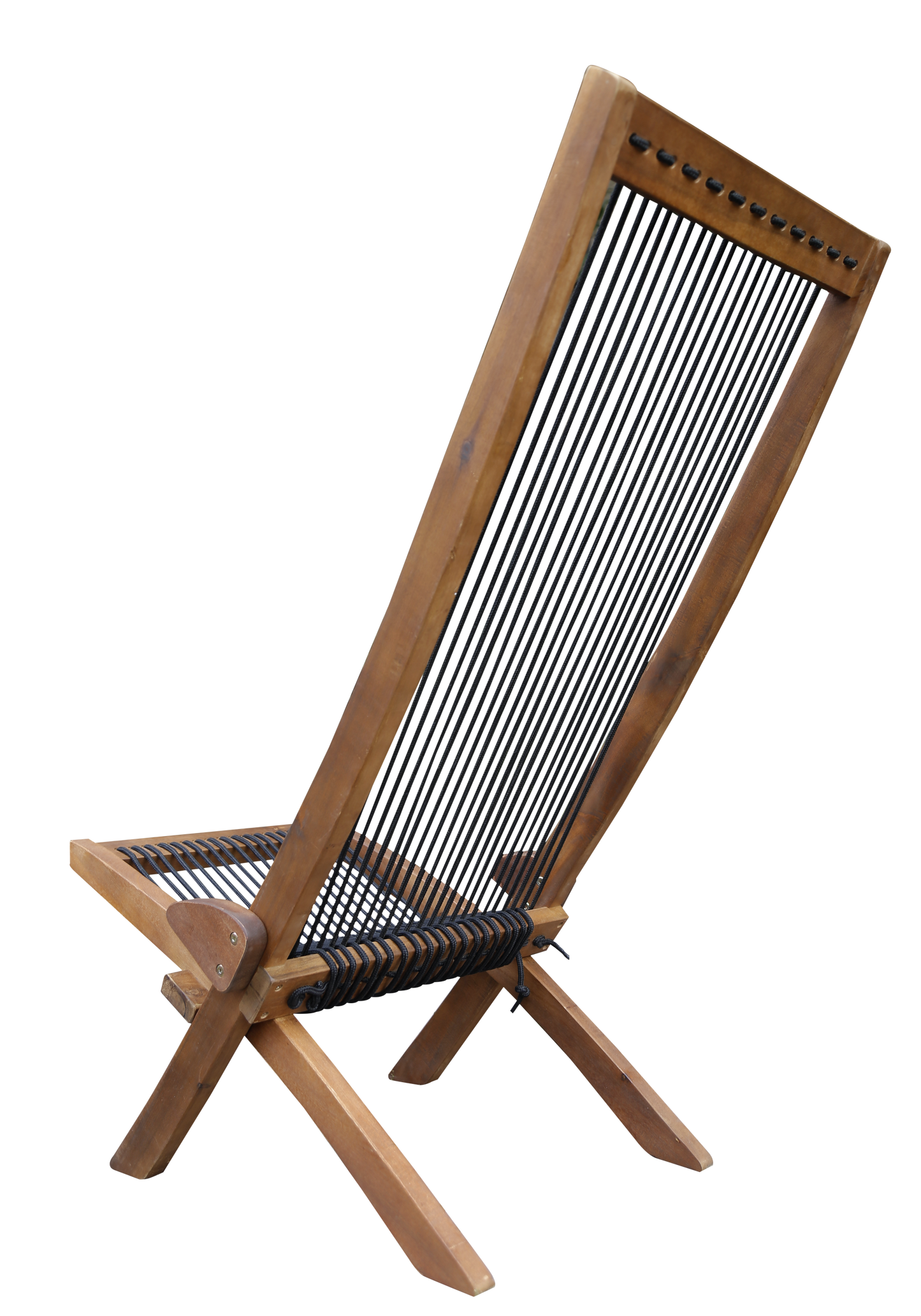 Accent Chair Folding Solid Wood Natural Rope Seat Indoor Outdoor Foldable