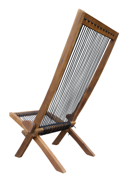 Accent Chair Folding Solid Wood Natural Rope Seat Indoor Outdoor Foldable