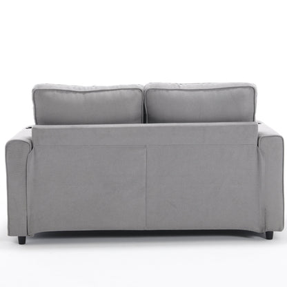 3-in-1 Sofa Bed Futon Tufted Pull-Out Sleeper 55" Light Gray