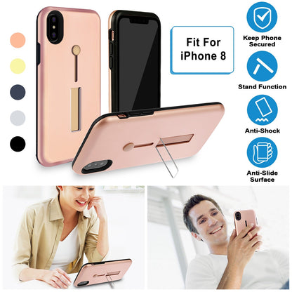 Finger Strap Phone Case for iPhone  8 Drop-prot ection Finger Ring Rugged Phone Case with Kickstand Dual Layer Case
