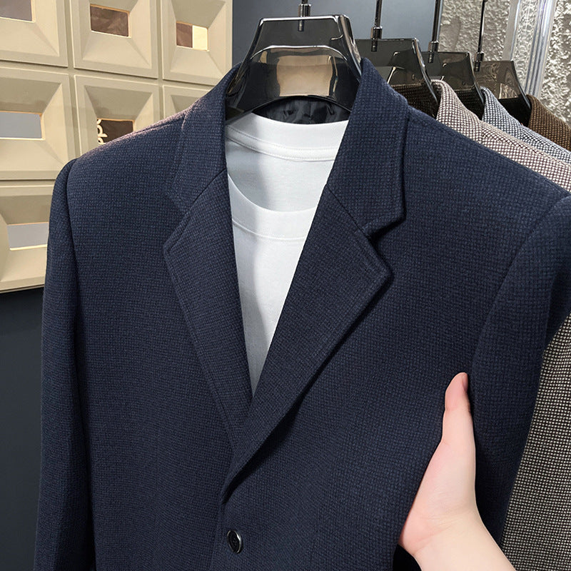 Lightly Mature-style Casual Mens Heavy Wool Suit For Spring And Autumn