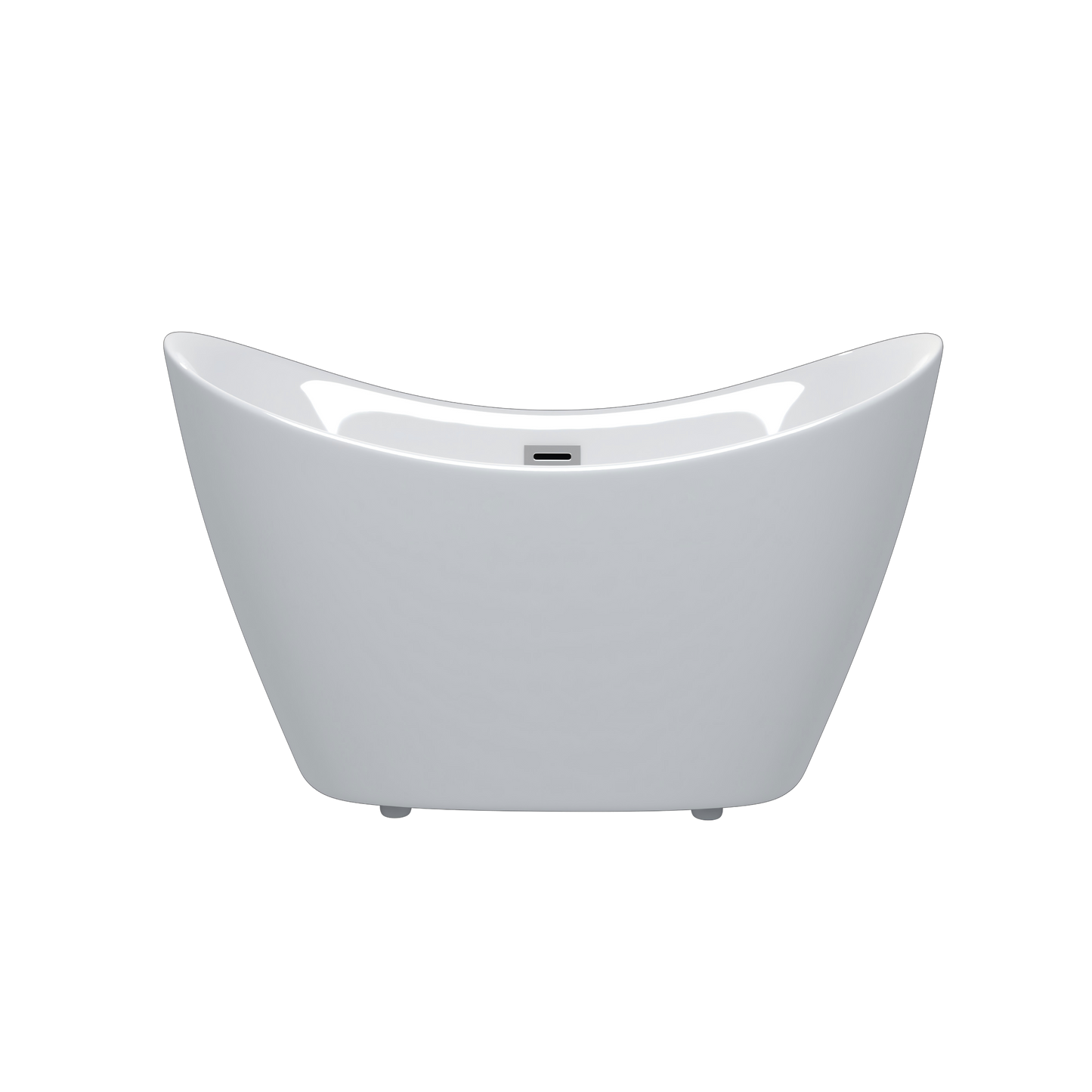 Modern Acrylic Freestanding Tub, Gloss White, Chrome Overflow and Pop-Up Drain