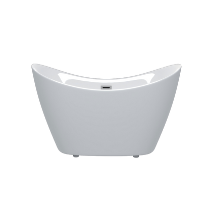 Modern Acrylic Freestanding Tub, Gloss White, Chrome Overflow and Pop-Up Drain