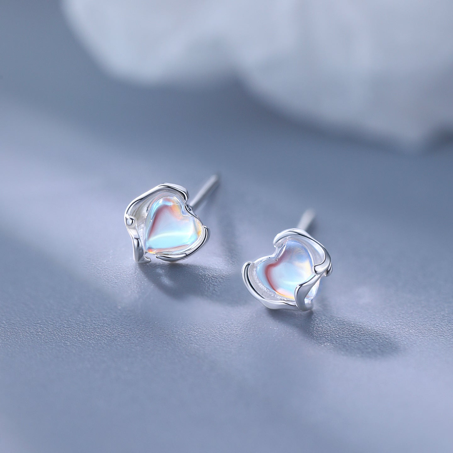 Moonstone Heart-shaped Earrings Niche And Design-focused For Women