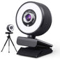 2K HD Webcam with Built-In 18 LED Adjustable Ring Light and Microphone