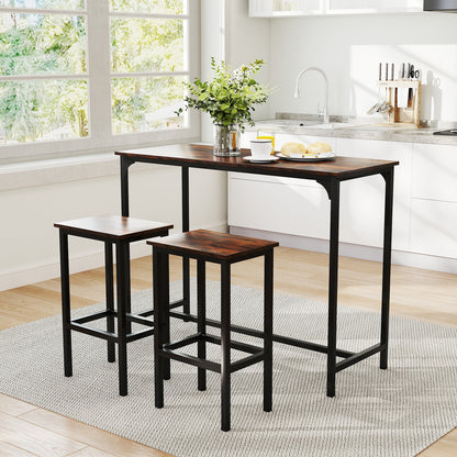 Industrial 3-Piece 47.5" Counter-Height Dining Table and 2 Bar Stools