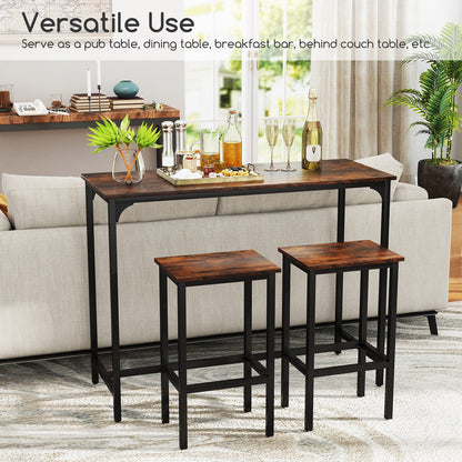 Industrial 3-Piece 47.5" Counter-Height Dining Table and 2 Bar Stools