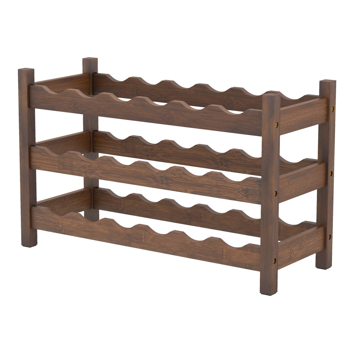 3-Tier Bamboo Freestanding Countertop Wine Bottle Organizer