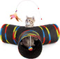 3-Way Collapsible Tunnel Cat Toy with Ball & Peek Hole for Indoor Cats & Kittens