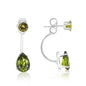 3 Carat Elegant Sterling Silver Green Tear Drop Elements Hanging Stud Earrings