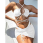 3-Pack: Criss Cross Halter Bikini Swimsuit & Beach Skirt