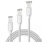 3-Pack: Heavy Duty Braided iPhone Lightning USB Cable - White