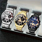 3-Pack: Luxury Men's Quartz Watch Set with Precision Time Scale