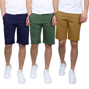 3-Pack: Men's 5-Pocket Flat-Front Slim-Fit Stretch Chino Shorts