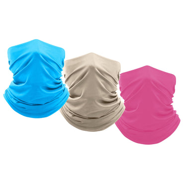 3-Pack: Moisture Wicking Breathable Stretch Gaiter Neck Face Mask