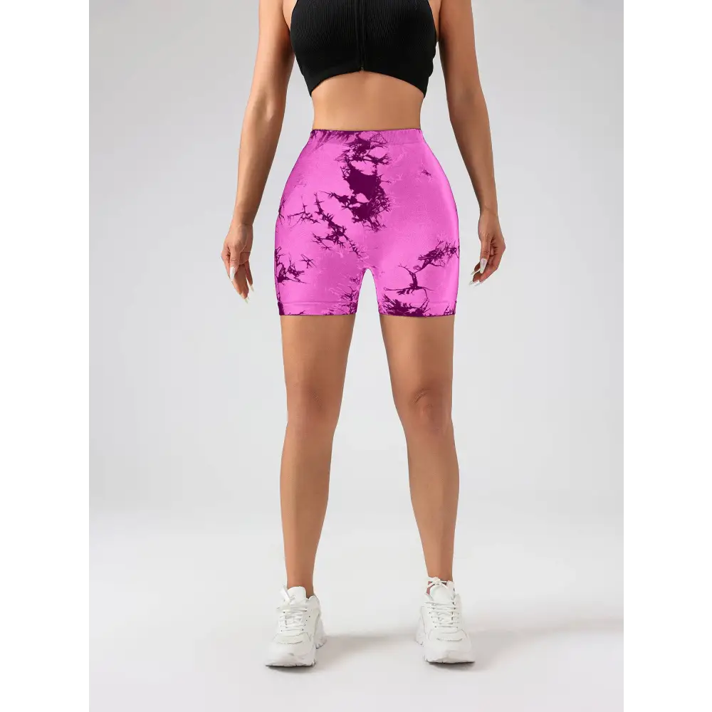 3 Pack Tie Dye High Waisted Workout Shorts