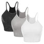 3-Pack: Women Crop Basic Tank Top Ribbed Knit Sleeveless