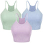3-Pack: Women Crop Basic Tank Top Ribbed Knit Sleeveless