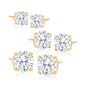 3-Pair Set: Sterling Silver Crystal Stud Earrings