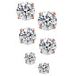 3-Pair Set: Sterling Silver Crystal Stud Earrings