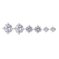 3-Pair Set: Sterling Silver Crystal Stud Earrings