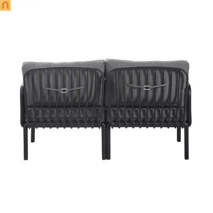 Outdoor Conversation Set Plastic Black Gray Cushion 3 Piece Seats 2
