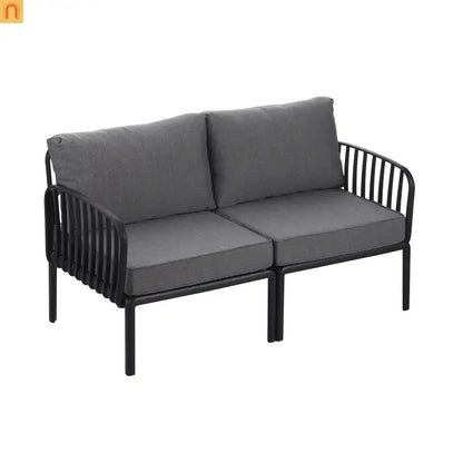 Outdoor Conversation Set Plastic Black Gray Cushion 3 Piece Seats 2