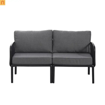 Outdoor Conversation Set Plastic Black Gray Cushion 3 Piece Seats 2